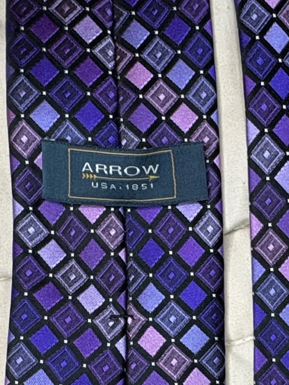 Arrow Purple Geometric Diamond-Print Tie